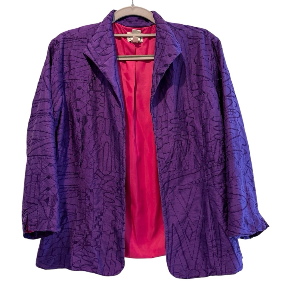 CHICO’S Open Front‎ Long Sleeve Silk Blazer Purple Size 0 (4)